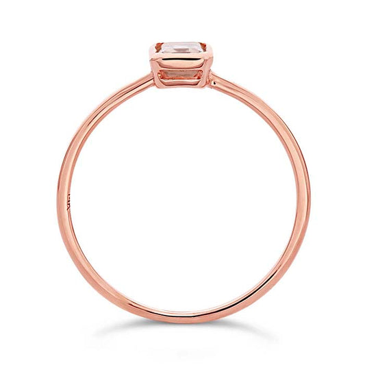 14K Roséguld Ring med Smaragdslipad Rosenkvarts