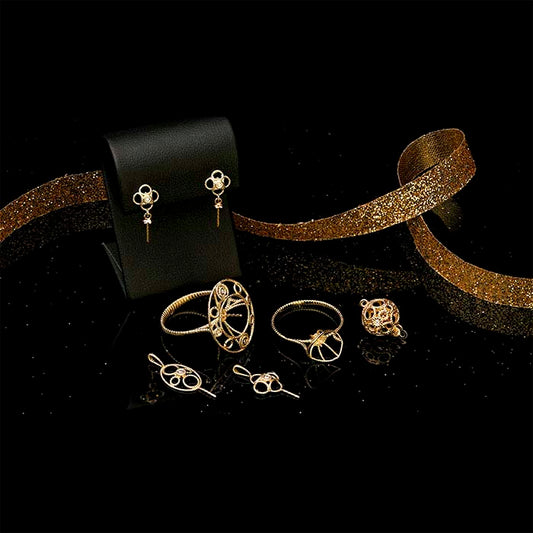 14K Yellow Gold Diamond-Set Oval Filigree Pearl Pendant Mounting