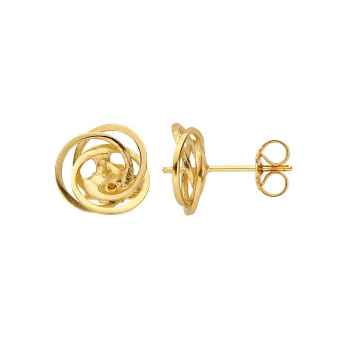 14K Yellow Gold Love-Knot Pearl Post Earring Mounting