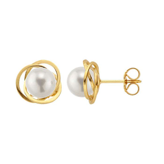 14K Yellow Gold Love-Knot Pearl Post Earring Mounting