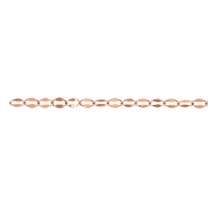 14/20 Rose Gold-Fillled 2.6mm Dapped Oval Cable Chain, By the Foot