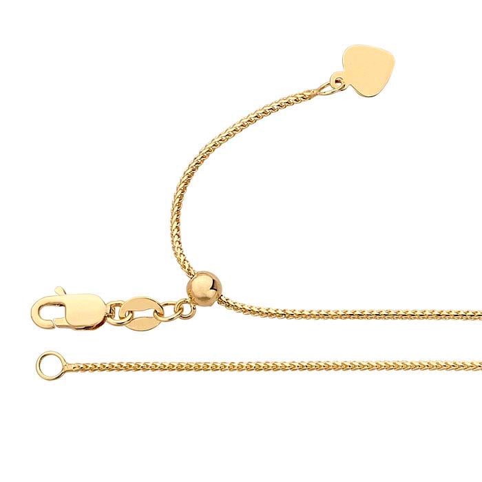 14K Yellow Gold 1mm Diamond-Cut Franco Chain Necklace, Adjustable