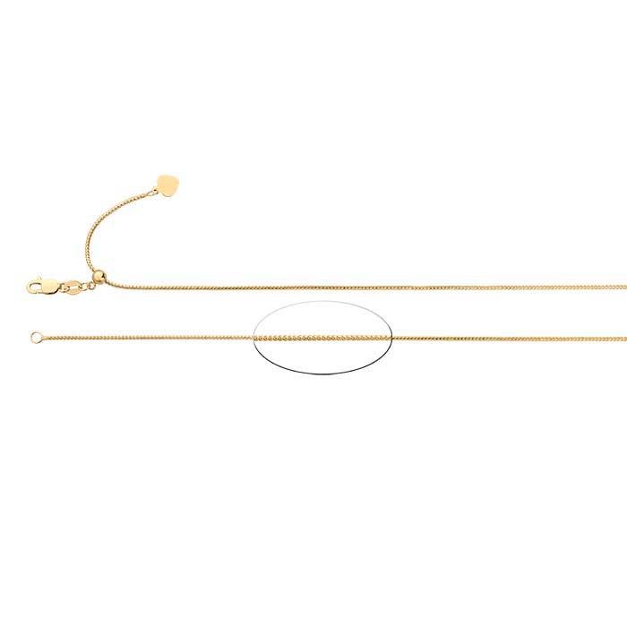 14K Yellow Gold 1mm Diamond-Cut Franco Chain Necklace, Adjustable