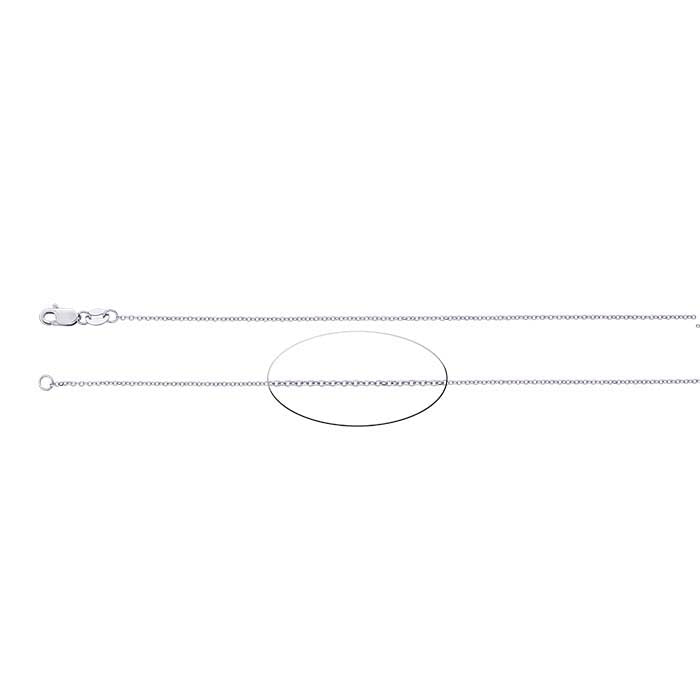 14K White Gold 0.9mm Beveled Oval Cable Chain