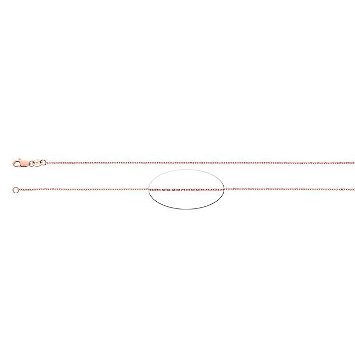 14K Roségull 0,9 mm Fasettslipt Oval Kabelkjede