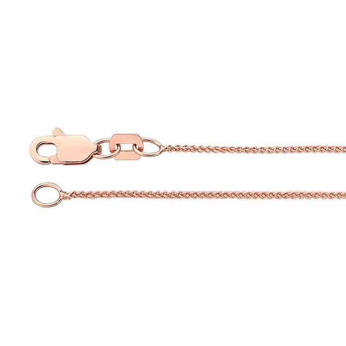 14K Rose Gold 0.8mm Round Wheat Chain