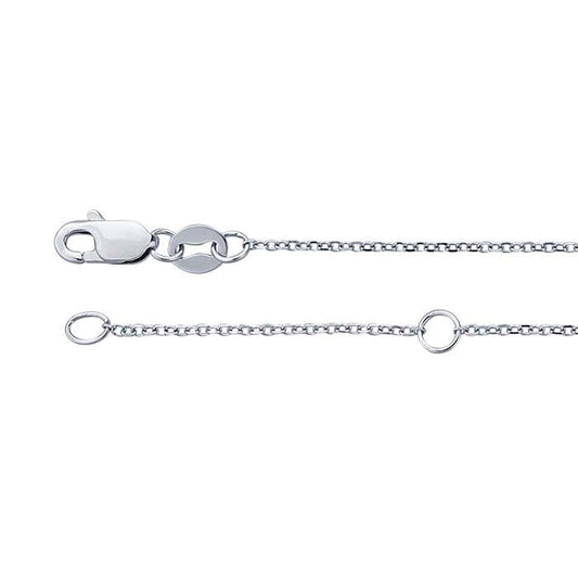 Catena a cavo ovale smussata in oro bianco 14K da 0,9 mm, regolabile