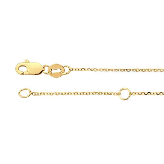 Catena a cavo ovale smussata in oro giallo 14K da 0,9 mm, regolabile