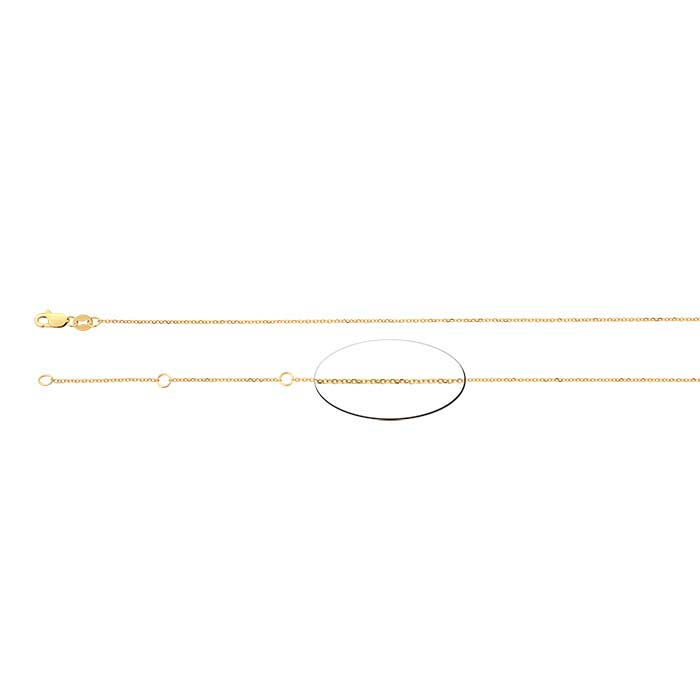 14K Yellow Gold 0.9mm Beveled Oval Cable Chain, Adjustable