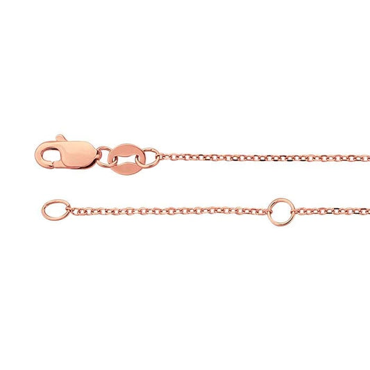 Catena a cavo ovale smussata in oro rosa 14K da 0,9 mm, regolabile