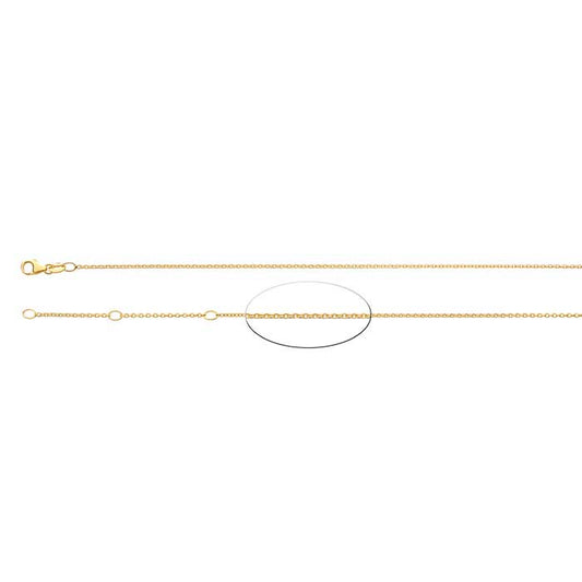 Catena a cavo ovale regolabile in oro giallo 14K da 1,1 mm