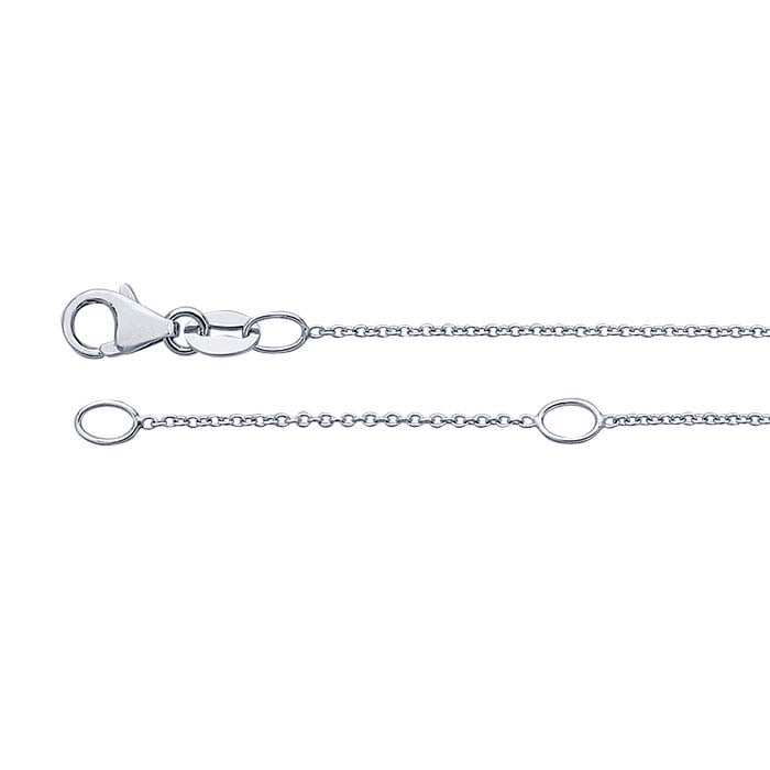 14K White Gold 0.8mm Oval Cable Chain, Adjustable
