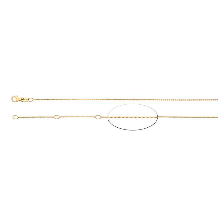 14K Yellow Gold 0.8mm Oval Cable Chain, Adjustable