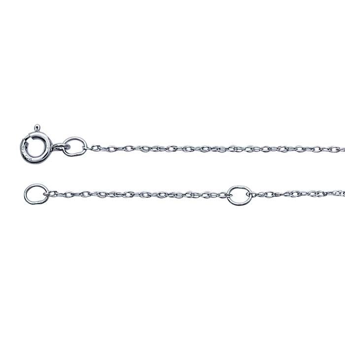 14K White Gold 0.7mm Double Rope Chain, Adjustable