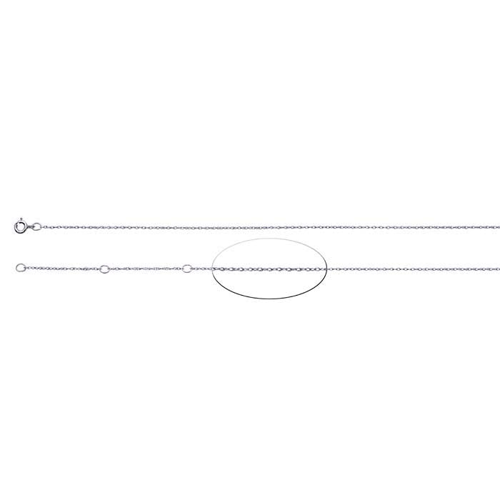 14K White Gold 0.7mm Double Rope Chain, Adjustable