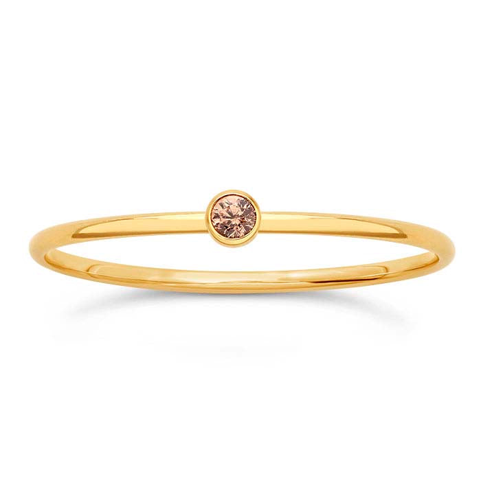 14/20 Yellow Gold-Filled Champagne CZ-Set Ring