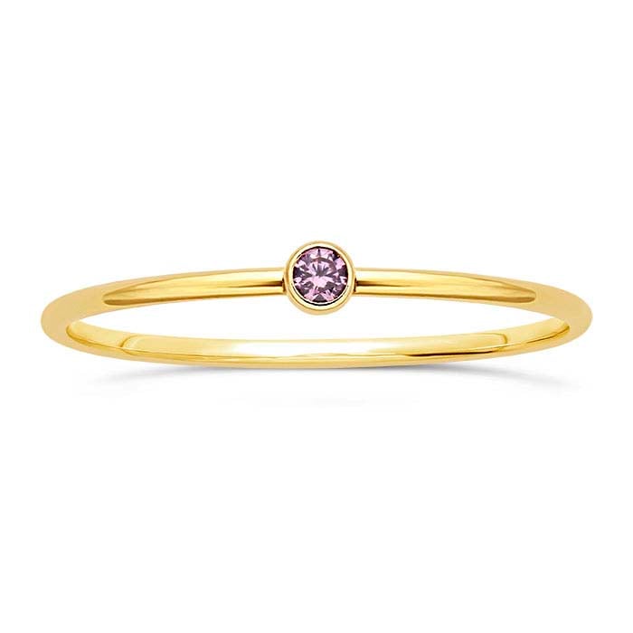 14/20 Yellow Gold-Filled Light-Purple CZ-Set Ring