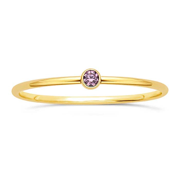 14/20 Yellow Gold-Filled Light-Purple CZ-Set Ring