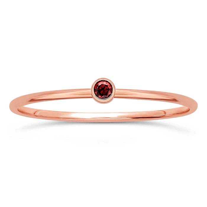 14/20 Rose Gold-Filled Dark-Red CZ-Set Ring