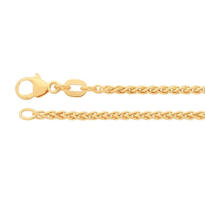 14K Yellow Gold 1.8mm Round Wheat Chain