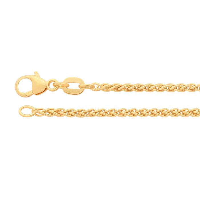 14K Yellow Gold 1.8mm Round Wheat Chain