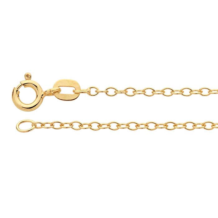 14K Yellow Gold 1.7mm Oval Cable Chain