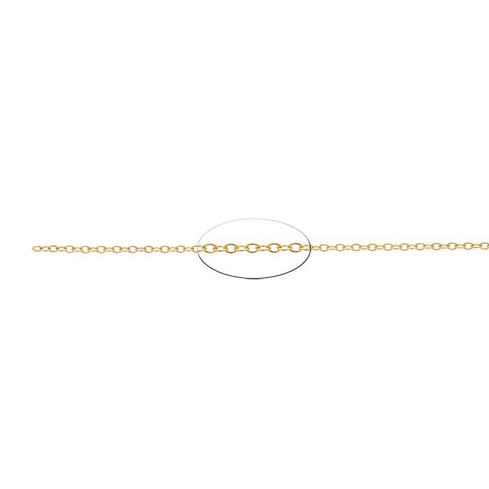 Corrente Oval de Cabo Amarelo 14K 1,7mm, Por Polegada