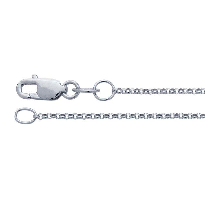 14K White Gold 1.1mm Round Rolo Chain