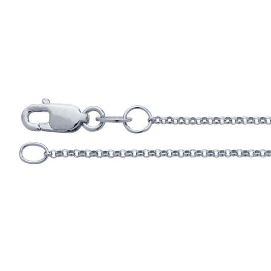 14K White Gold 1.1mm Round Rolo Chain