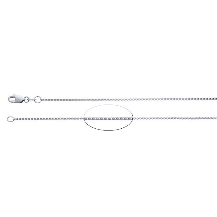 14K White Gold 1.1mm Round Rolo Chain