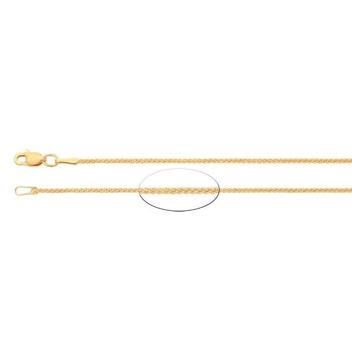 14K Yellow Gold 1.2mm Round Wheat Chain