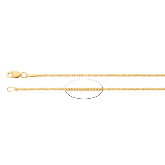 14K Yellow Gold 1.2mm Round Wheat Chain