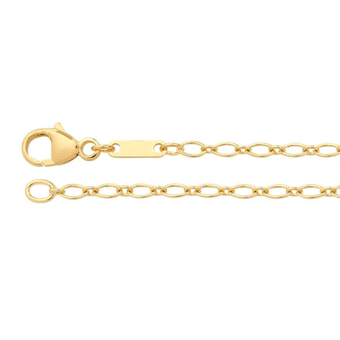 14K Yellow Gold Oval Long & Short Chain