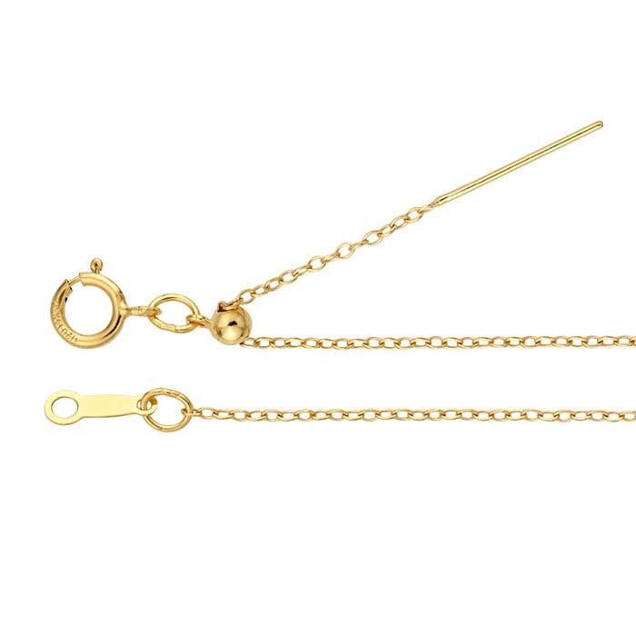 Colar de corrente de cabo Add-A-Bead ajustável em ouro amarelo preenchido 14/20, 1,1 mm