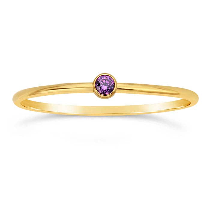 14/20 Yellow Gold-Filled Purple CZ-Set Ring