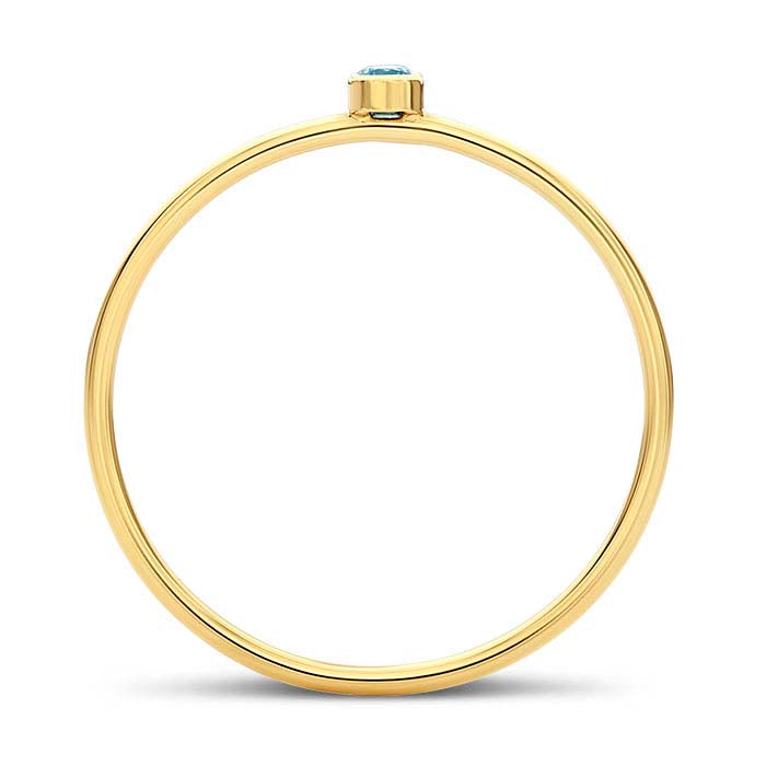 14/20 Yellow Gold-Filled Swiss-Blue CZ-Set Ring