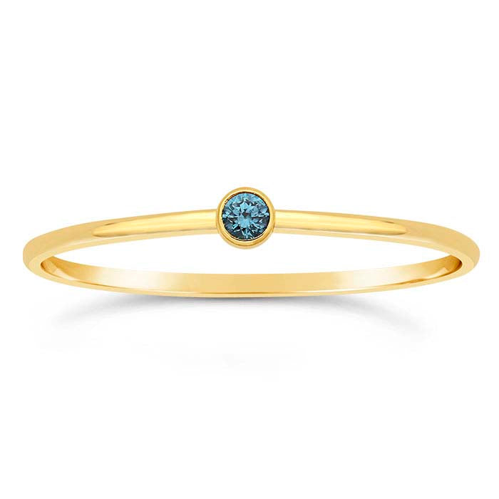 14/20 Yellow Gold-Filled Swiss-Blue CZ-Set Ring