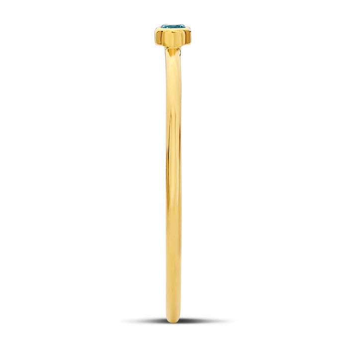 14/20 Yellow Gold-Filled Swiss-Blue CZ-Set Ring