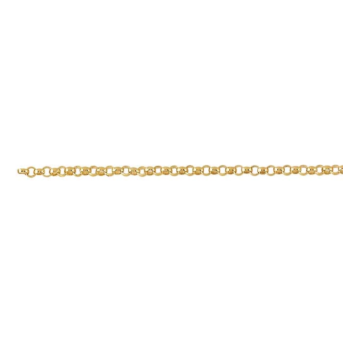 Cadena Rolo de oro amarillo de 18 quilates de 1,5 mm, por pulgadas