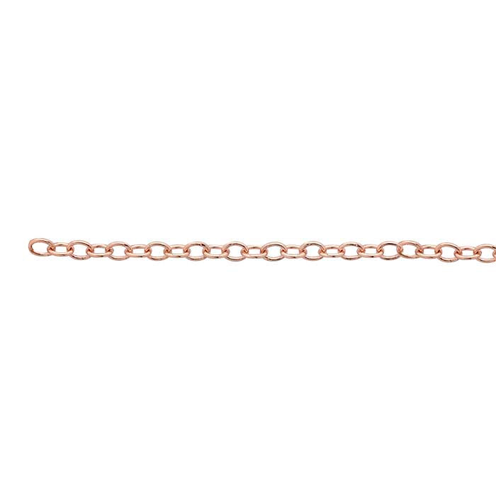 14/20 Rose Gold-Filled 1.3mm Oval Cable Chain, By the Foot