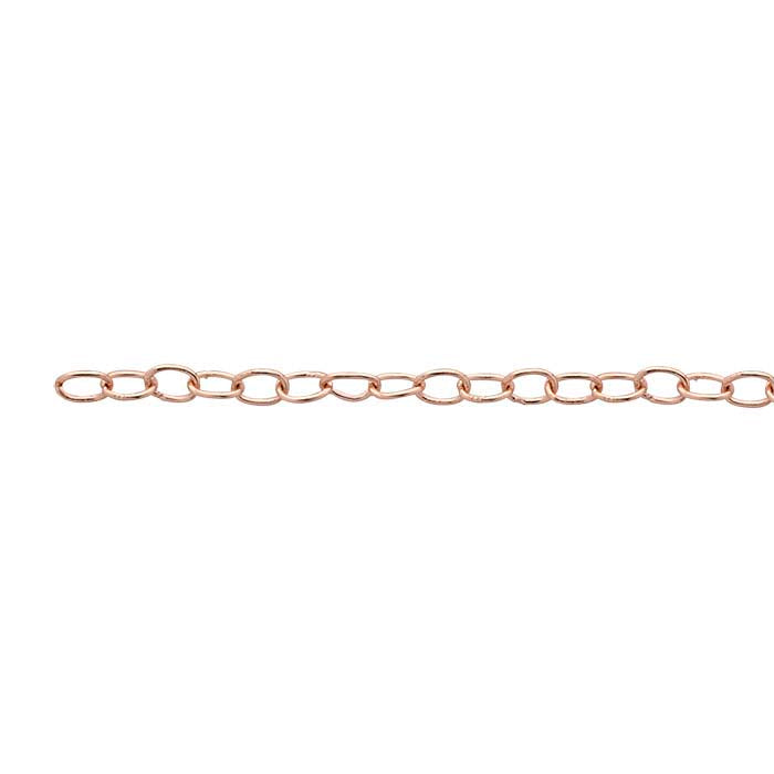 14/20 Rose Gold-Filled 1.7mm Oval Cable Chain, By the Foot