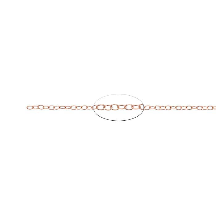 14/20 Rose Gold-Filled 1.7mm Oval Cable Chain, By the Foot