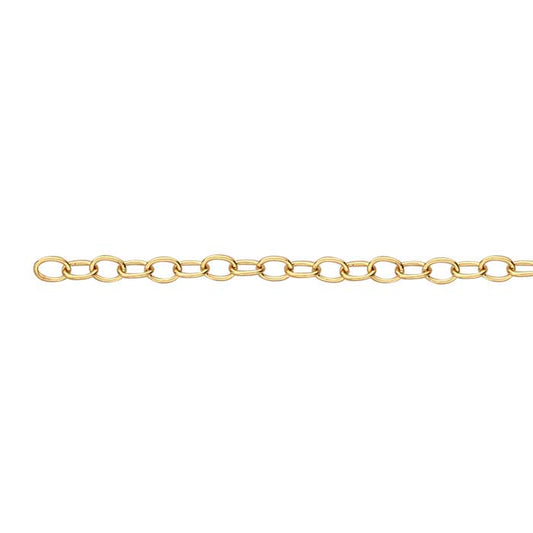 14/20 イエローゴールドフィルド 1.7mm オーバルケーブルチェーン、フィート単位販売