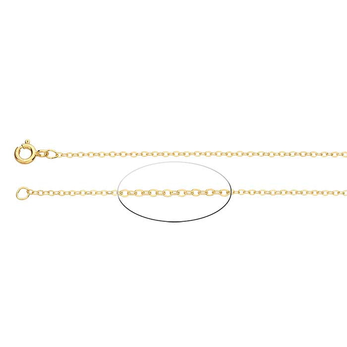 14/20 Yellow Gold-Filled 1.4mm Flat Oval Cable Chain