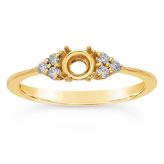 14K Yellow Gold 4.4mm Round Semi-Mount Engagement Ring Mounting