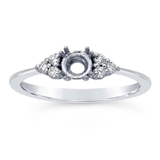 14K White Gold 4.4mm Round Semi-Mount Engagement Ring Mounting