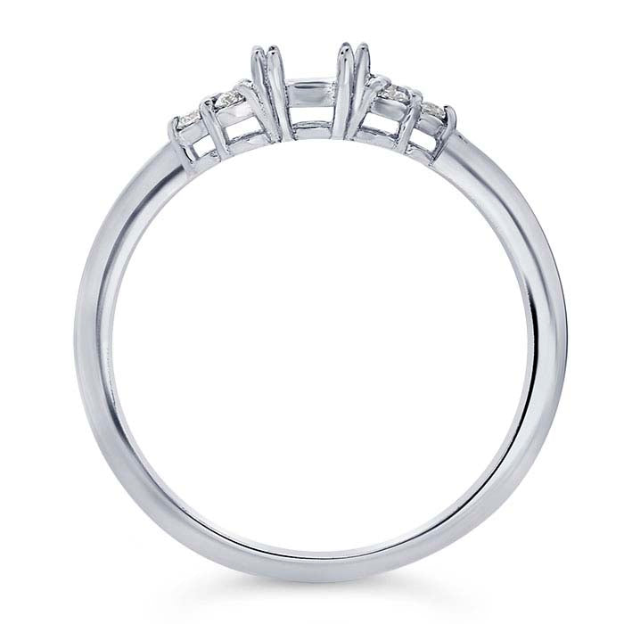14K White Gold 4.4mm Round Semi-Mount Engagement Ring Mounting