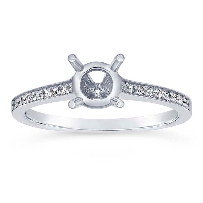 14K White Gold 5mm Round Semi-Mount Engagement Ring Mounting