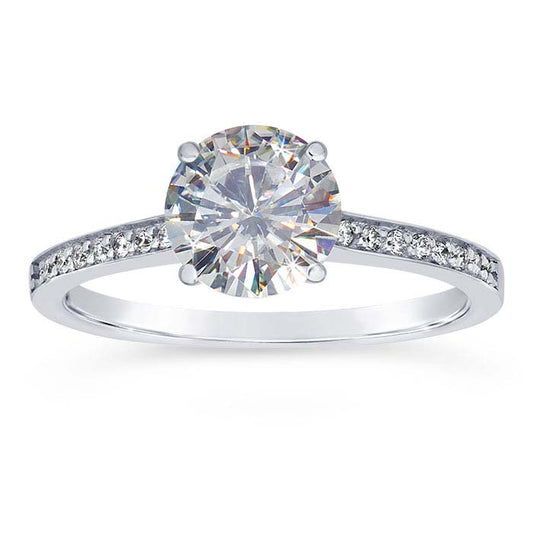 14K White Gold 5mm Round Semi-Mount Engagement Ring Mounting