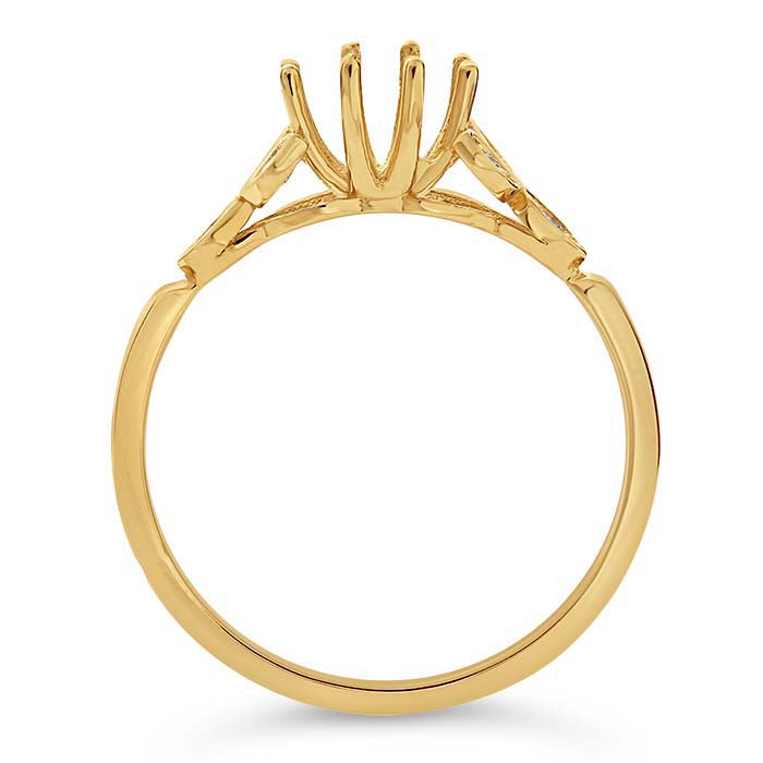 14K Yellow Gold 6 x 4mm Oval Semi-Mount Engagement Ring Mounting